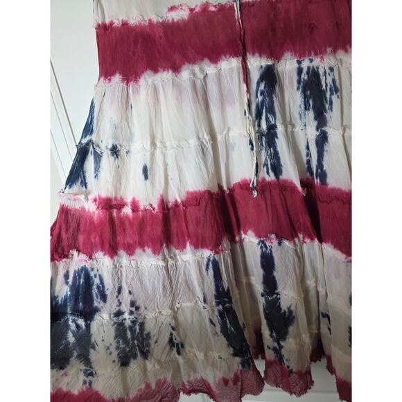 METROWEAR Red Blue White Tye Dye NEW Hippie Boho Festival Maxi Skirt SZ L - Picture 4 of 12